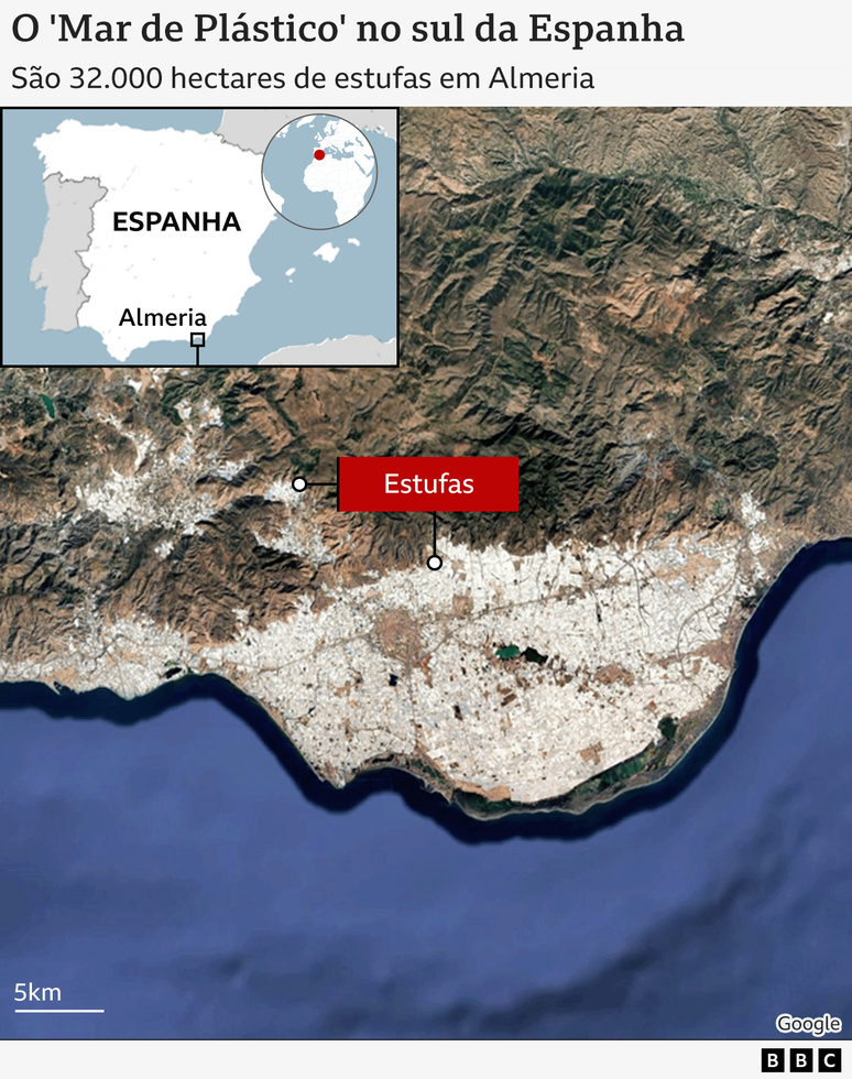 Mapa mostrando a localiza&ccedil;&atilde;o das estufas