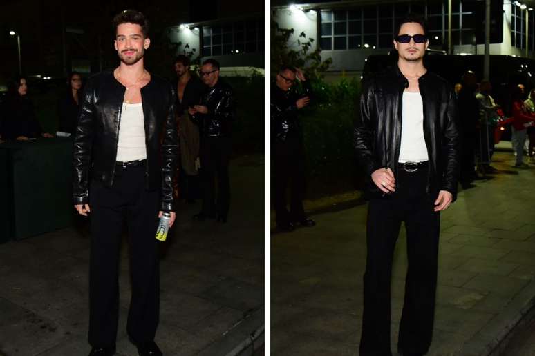 João Guilherme (esq.) e Danilo Mesquita (dir.) apareceram no aniversário de Bruna Marquezine com looks parecidos