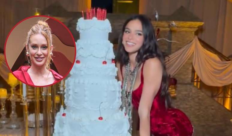5 floors, cherries and ruffles: the giant cake steals the scene in the birthday of Bruna Marquezine and is by coincidence with Marina Rony Barbosa