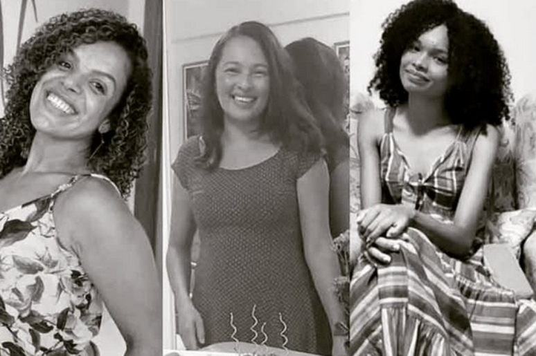 Na montagem, da esquerda para direita, Alexsandra Suzart, Maria Helena Bastos e Mariana Bastos