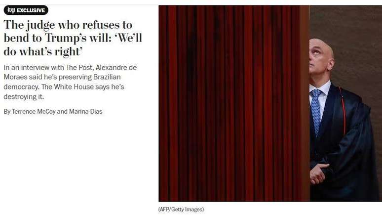 Jornal americano fez perfil de Alexandre de Moraes