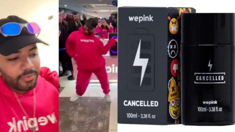 Hytalo Santos dança em quiosque da Wepink na época em que lançou um perfume em parceria com a marca de Virginia Fonseca