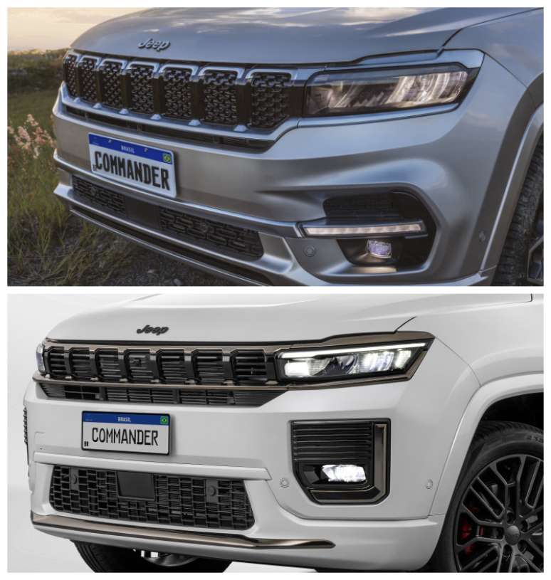 Jeep Commander 2025 (acima) x Jeep Commander 2026 (abaixo)