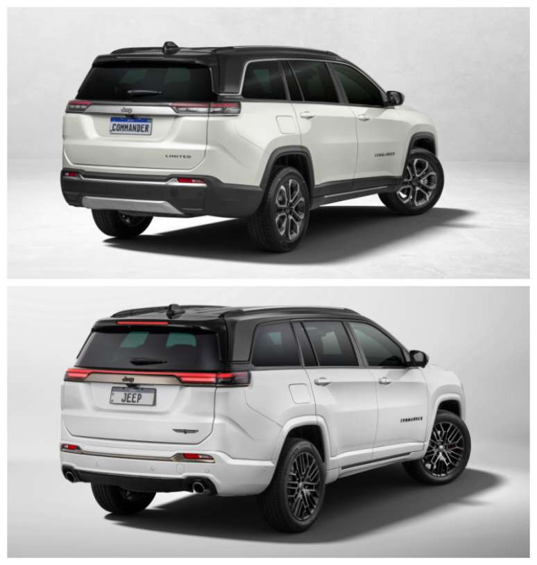 Jeep Commander 2025 (acima) x Jeep Commander 2026 (abaixo)