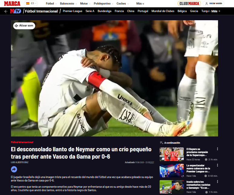 Marca repercute goleada do Vasco sobre o Santos