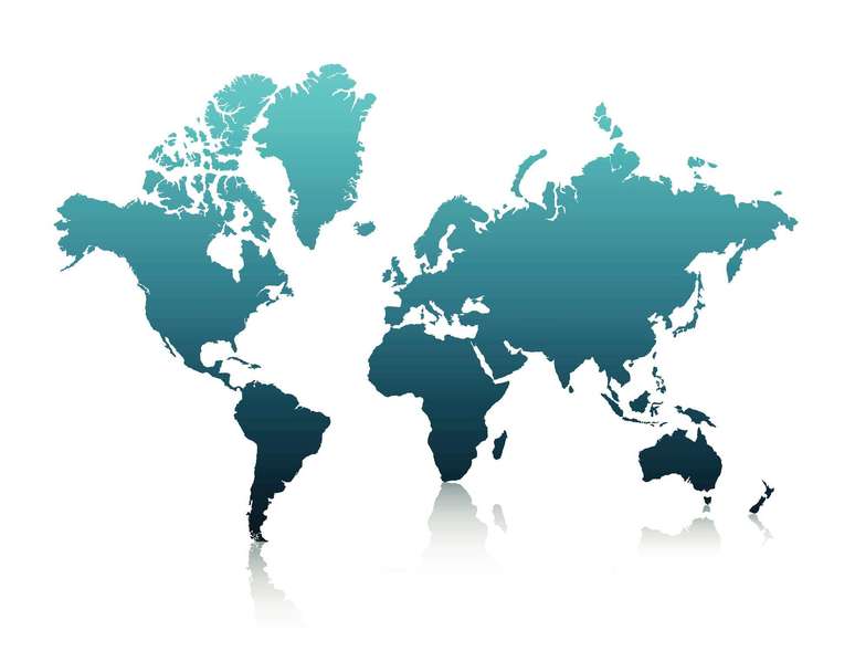 Este mapa-m&uacute;ndi, que usa a proje&ccedil;&atilde;o de Mercator, mostra a Groenl&acirc;ndia de tamanho semelhante &agrave; &Aacute;frica. Na realidade, o continente tem uma &aacute;rea 14 vezes maior