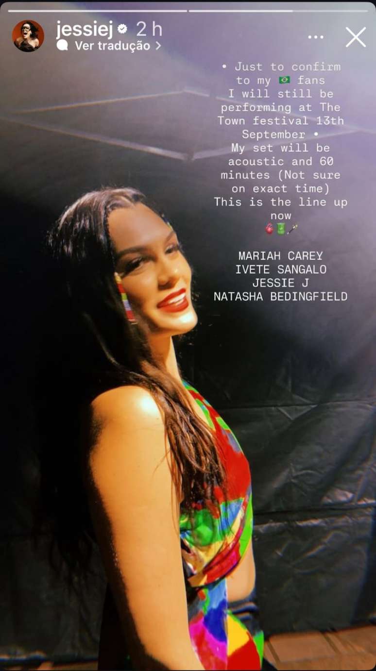 Jessie J manda recado aos fãs brasileiros e confirma seu show no The Town