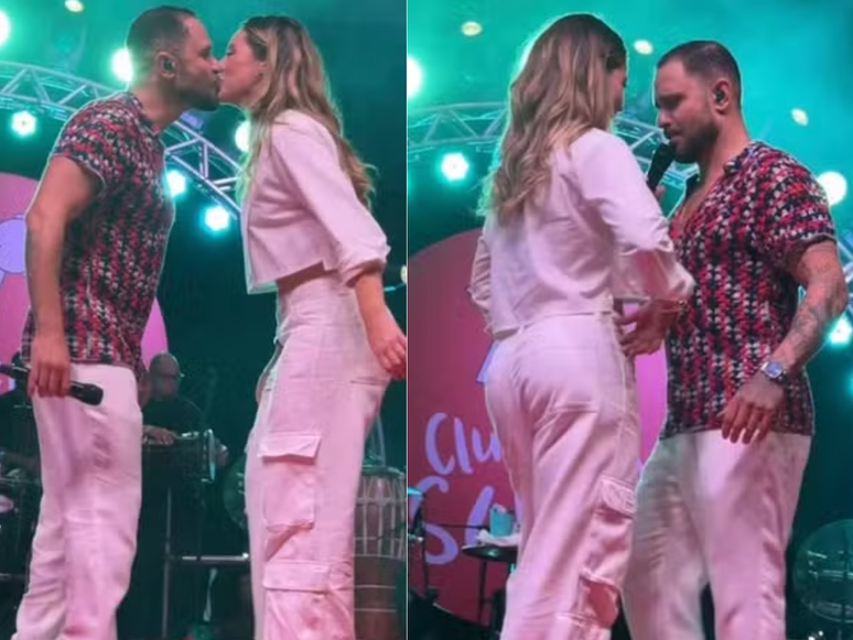 Paolla Oliveira climbs on stage and delight during a show by Dogogo Nogueira