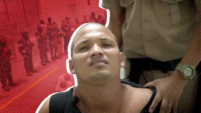 Mervin Yamarte, um dos migrantes deportados para El Salvador, aparece em uma foto com o cabelo raspado, pouco depois de chegar ao Cecot