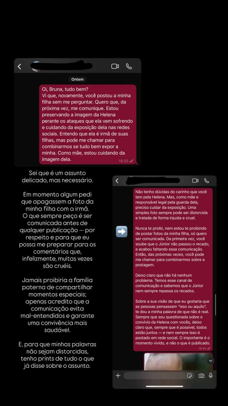 Print exposto por Amanda em conversa com Bruna Biancardi &mdash;