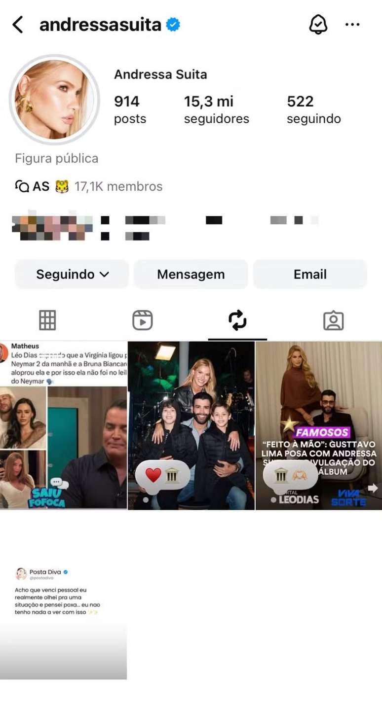 Esposa de Gusttavo Lima reposta publica&ccedil;&atilde;o sobre liga&ccedil;&atilde;o de Virginia a Neymar