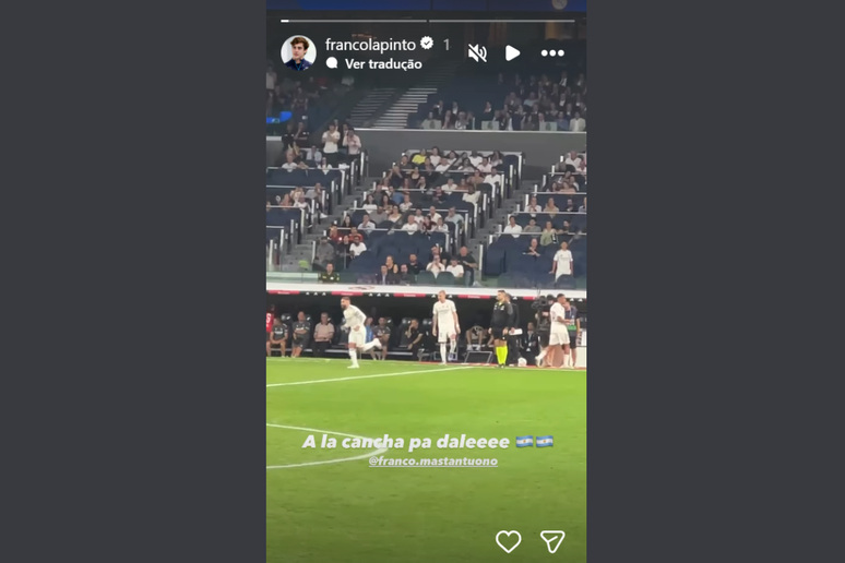 Franco Colapinto compartilha imagem do conterr&acirc;neo fazendo sua estreia no Santiago Bernab&eacute;u &ndash;