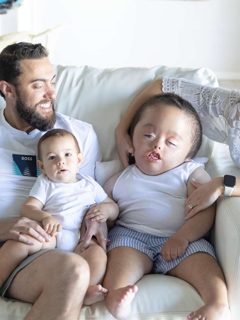 Gabriel Massa and his two children, David and Noah