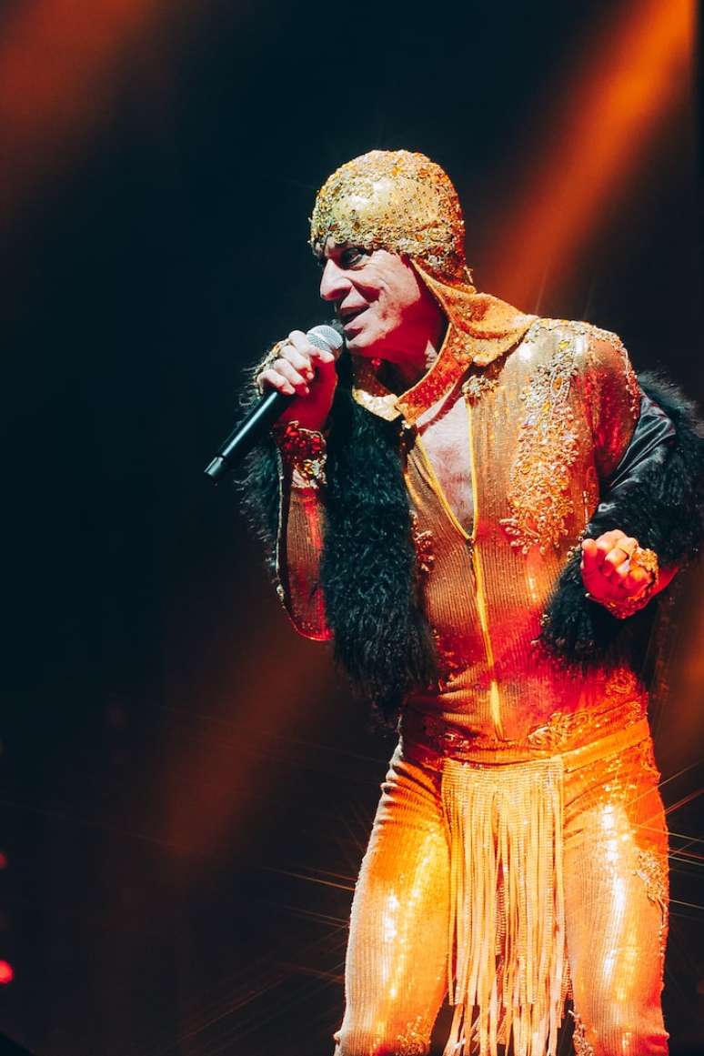 Ney Matogrosso durante show no Allianz Parque, em S&atilde;o Paulo, em agosto de 2024