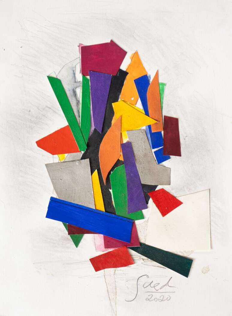 Eduardo Sued - Recorte. Colagem sobre cart&atilde;o, 40x30 cm, 2020. Obra presenta na exposi&ccedil;&atilde;o 'Eduardo Sued &ndash; 100 anos', na Galeria Mayer Mizrahi.