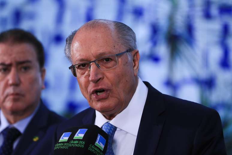 O vice-presidente Geraldo Alckmin se reuniu com o presidente da Câmara, Hugo Motta, na quarta-feira, 20