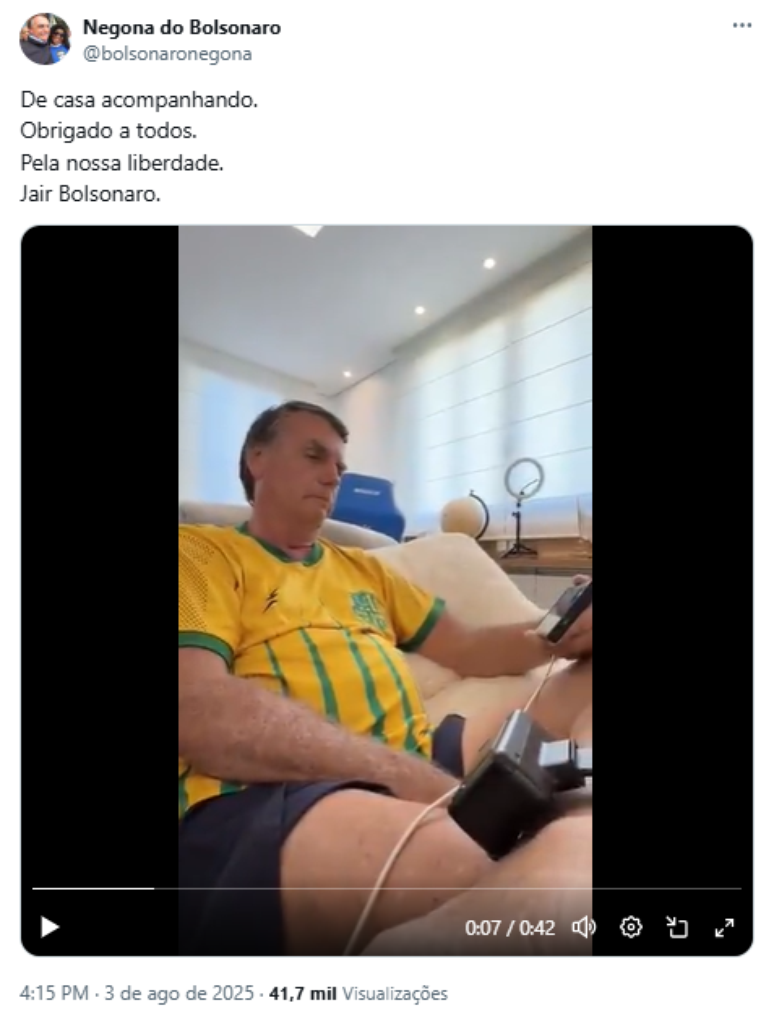 Após receber mensagem de Jair Bolsonaro (PL), influenciadora compartilhou conteúdo em suas redes sociais; material segue disponível no X