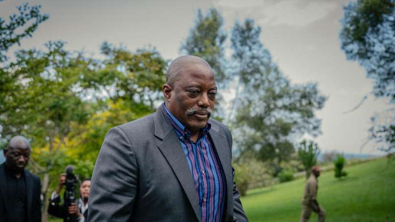 O ex-presidente da República Democrática do Congo, Joseph Kabila, em uma de suas residências, em Goma, em 29 de maio de 2025.