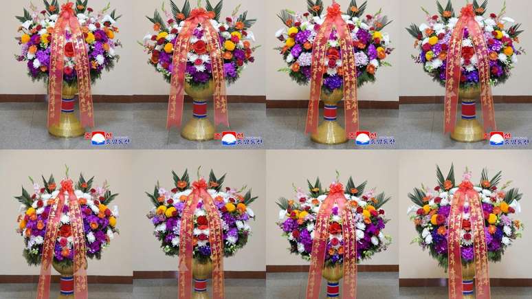 Estas flores foram enviadas a Kim Jong Un por v&aacute;rias empresas de constru&ccedil;&atilde;o russas em abril, de acordo com a imprensa estatal norte-coreana