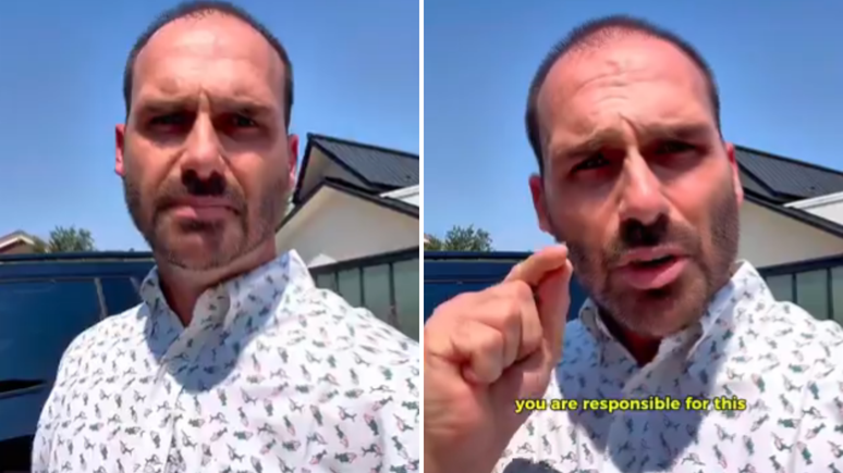 Eduardo Bolsonaro faz críticas a Moraes após Flávio dizer que mãe e avós foram feitos reféns no RJ