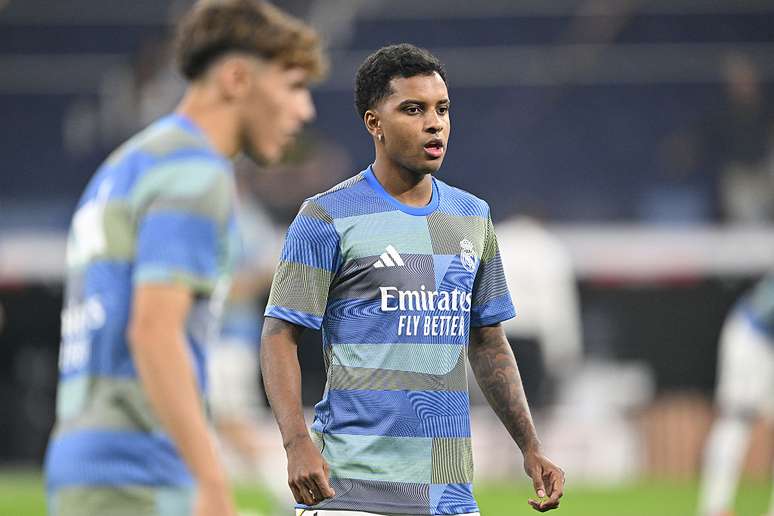 Rodrygo no aquecimento de jogo do Real Madrid