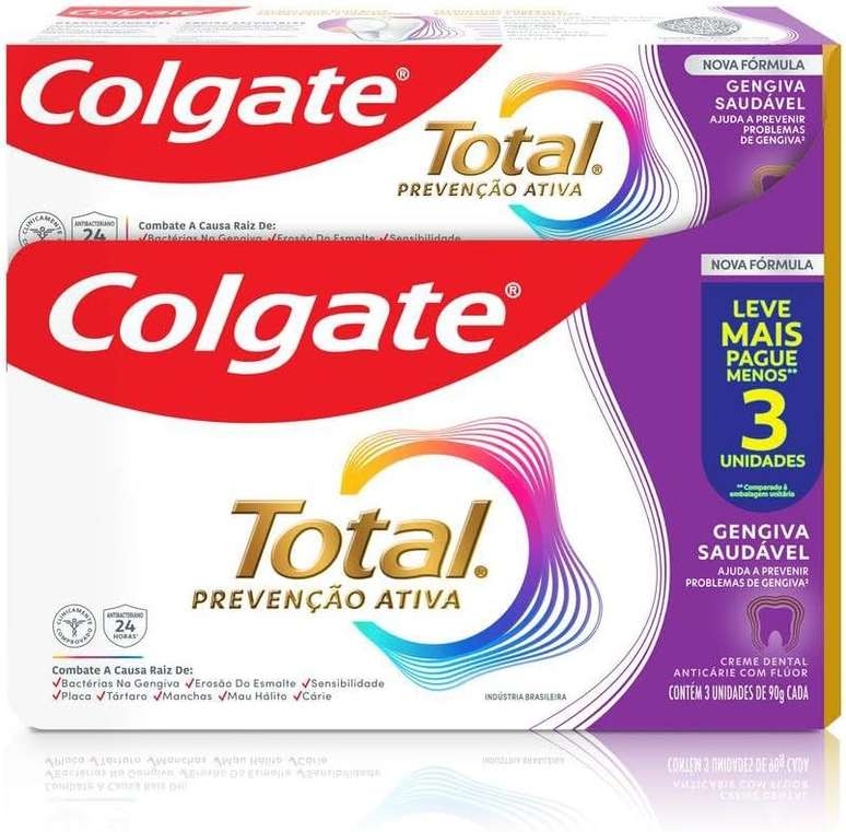 Colgate Creme Dental Total Gengiva Reforçada 90G 3 Unid
