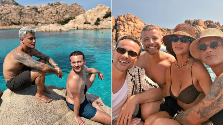 Did you get it together? Bruno Gagliaso poses with a friend on the honeymoon with Giovanna Ewbank Did you get it together? Bruno Gagliaso poses with a friend on the honeymoon with Giovanna Ewbank