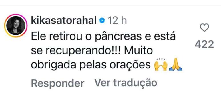 Dona Kika, m&atilde;e de Sabrina Sato, revela que o marido retirou o p&acirc;ncreas