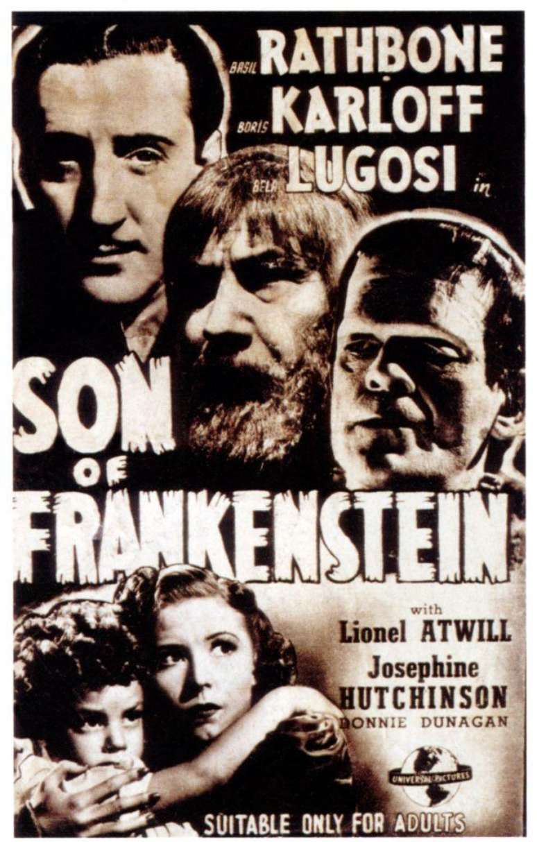 Cartaz de 'O Filho de Frankenstein', de 1939, em que Donnie Dunagan faz Peter von Frankenstein, o personagem do t&iacute;tulo