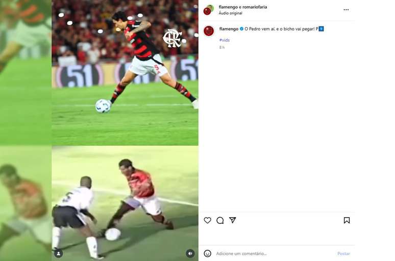 Flamengo tamb&eacute;m publicou uma compara&ccedil;&atilde;o dos gols de Pedro e Rom&aacute;rio &ndash;