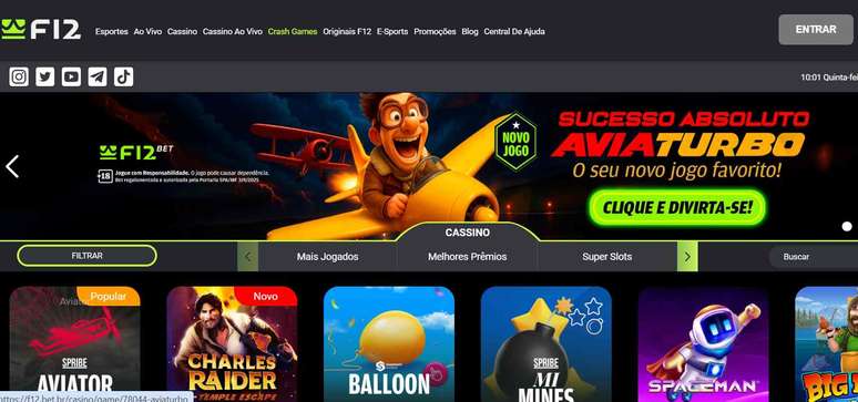 Cassino da F12 Bet é fácil de navegar