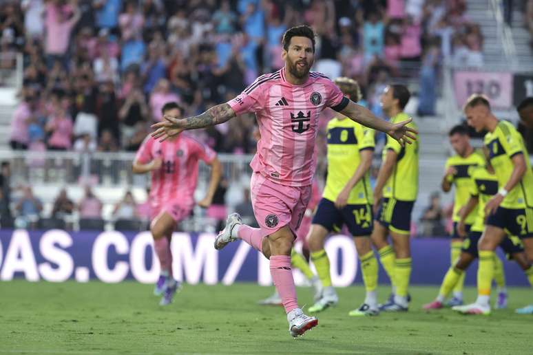 Messi comemorando um gol pelo Inter Miami 
