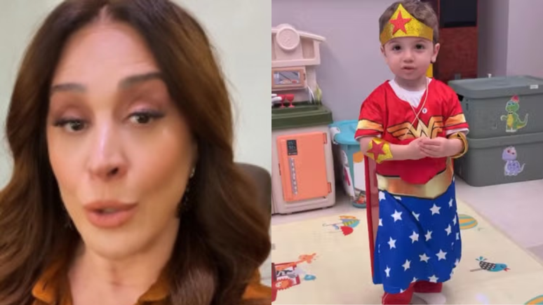 Claudia Raia é detonada na web por expor filho fantasiado de Mulher