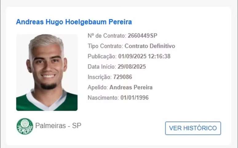 O nome do atleta foi publicado no BID 