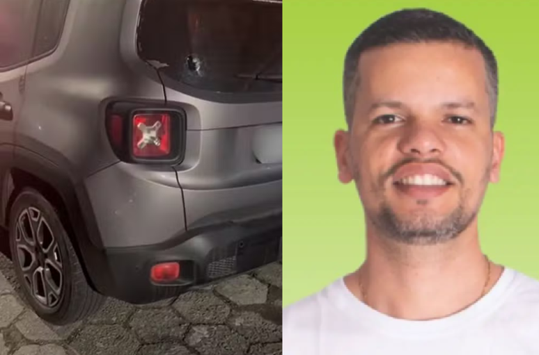 Carro do vereador Roniele Martins da Silva (PSD) foi atingido por tiros na madrugada deste domingo, 31, em Cubatão (SP)