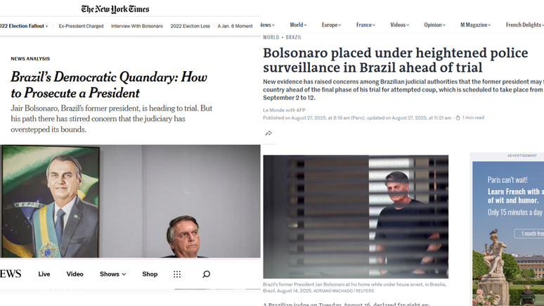 The New York Times e Le Monde estão entre os veículos que comentaram o julgamento de Bolsonaro