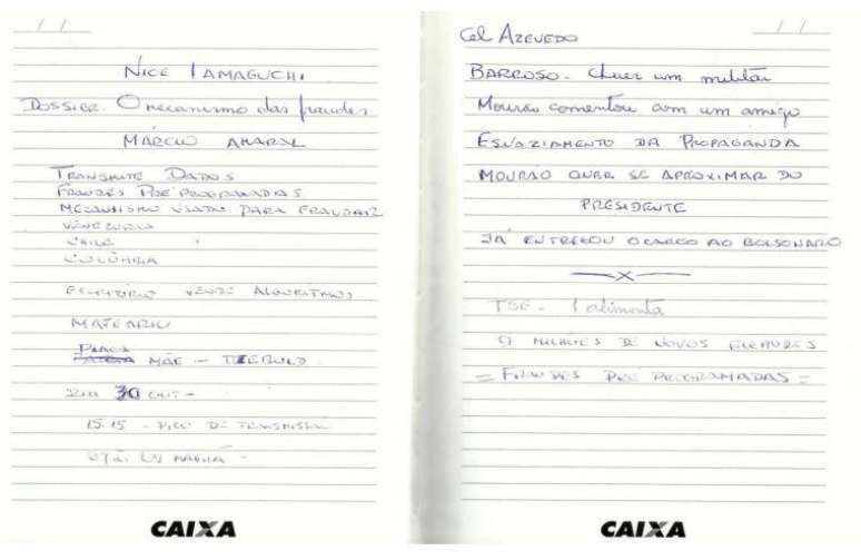Caderno de Heleno tamb&eacute;m tinha anota&ccedil;&otilde;es esparsas com cita&ccedil;&otilde;es variadas a temas como fraude nas urnas