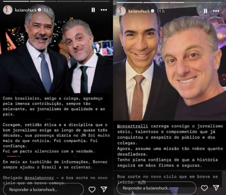 Luciano Huck publicou mensagens para os colegas de emissora