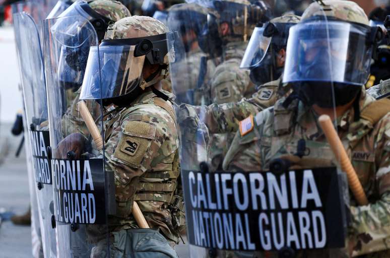 Guarda Nacional durante protesto em Los Angeles