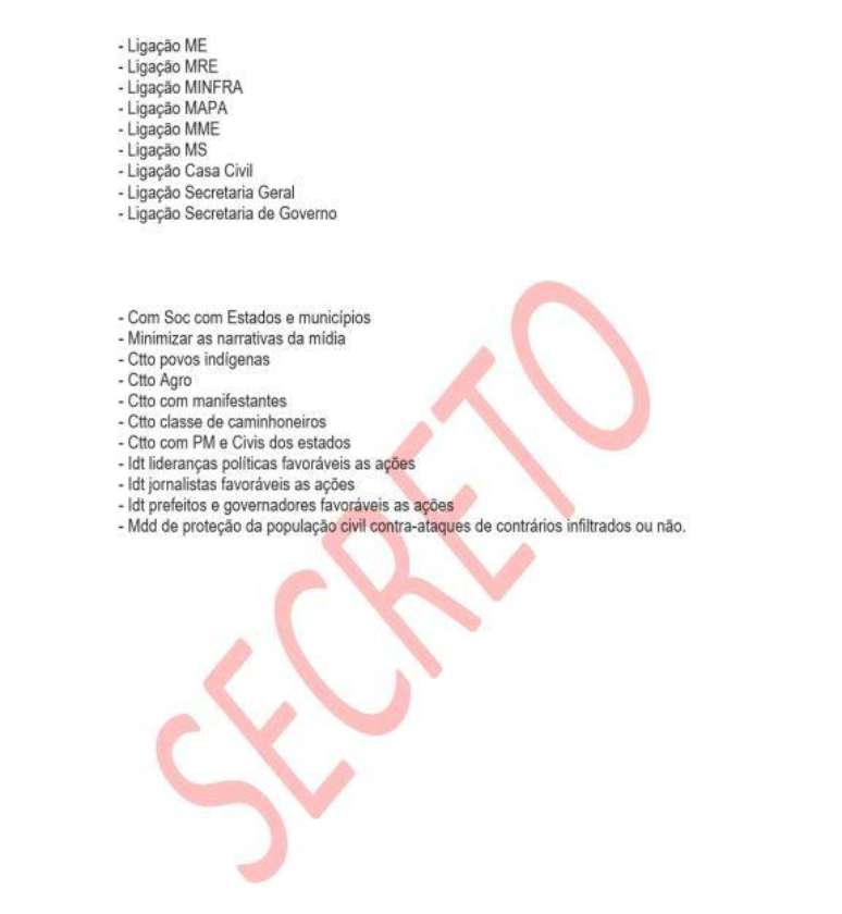 Minuta listava tarefas a serem executadas ap&oacute;s o plano ser colocado em pr&aacute;tica