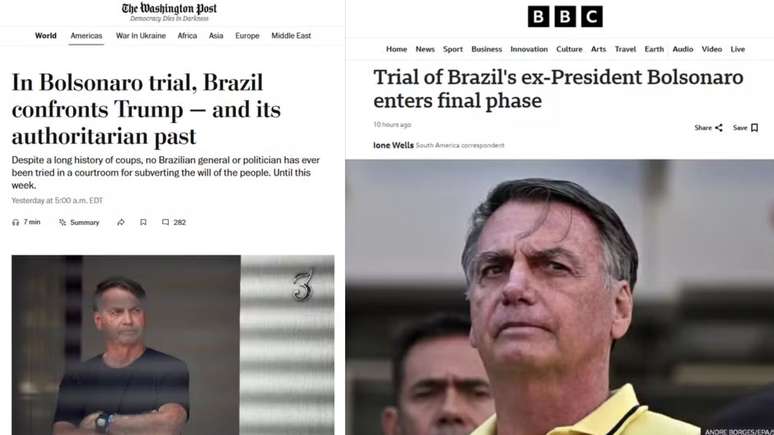 Reportagens do jornal The Washington Post, dos Estados Unidos, e do jornal BBC, do Reino Unido