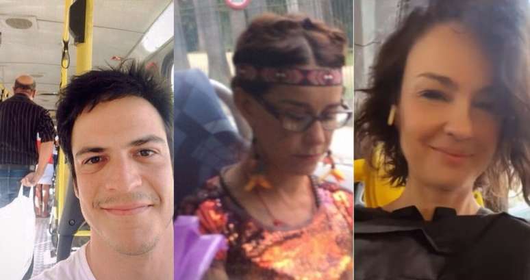 Mateus Solano, Lucélia Santos e Carolina Kasting: famosos também andam de 'busão'