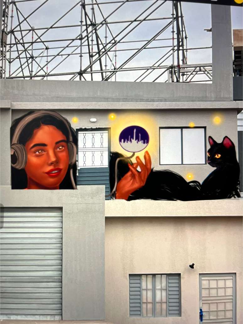 Croqui da imagem que a grafiteira CAT vai fazer ao vivo no segundo final de semana do Palco Quebrada, no The Town.