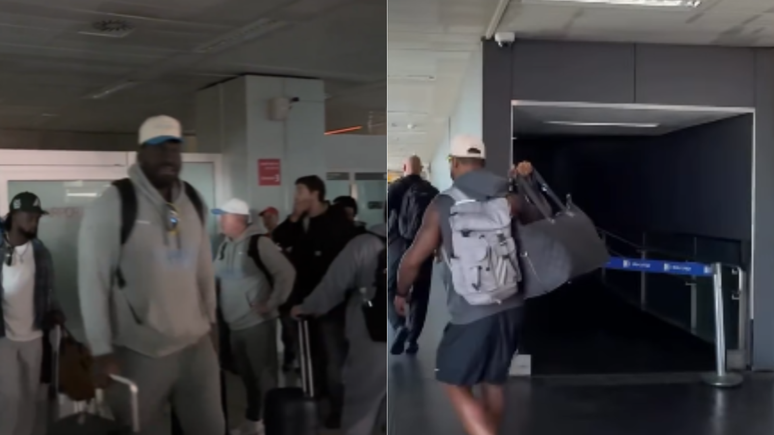 Time da NFL desembarca no escuro no Aeroporto Internacional de São Paulo