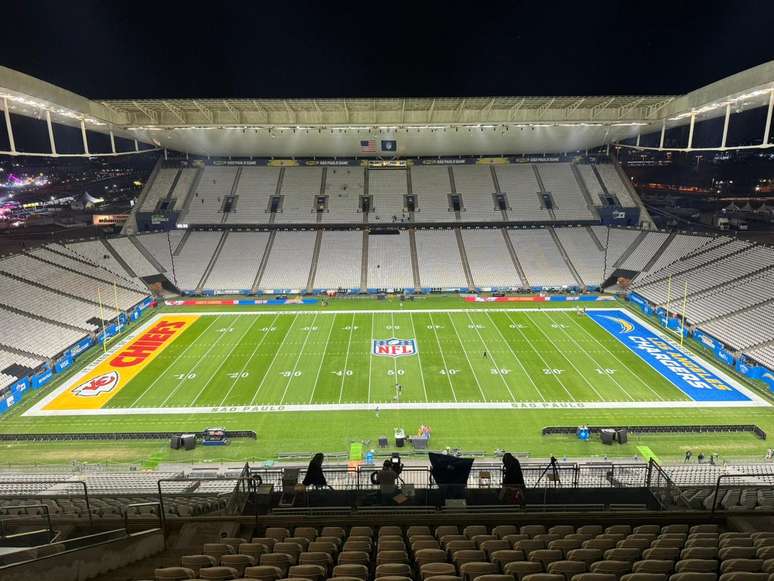 Arena Corinthians, em São Paulo, preparada para receber a 2ª edição do São Paulo game, da NFL