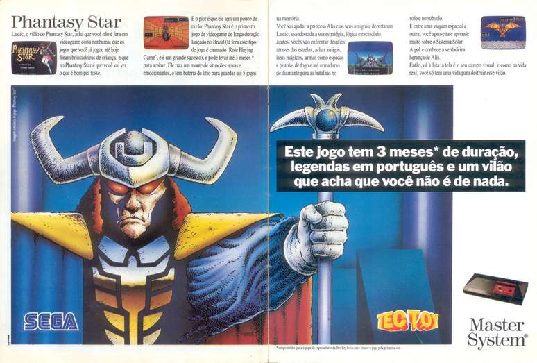 Propaganda da Tectoy de Phantasy Star do Master System, divulgada nas revistas de games da &eacute;poca
