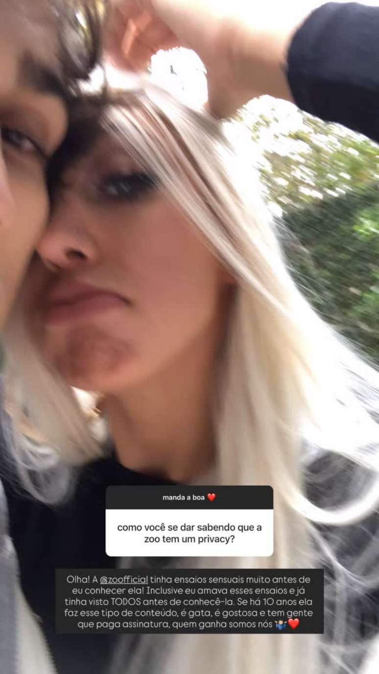 Christian  Figueiredo defende perfil de conte&uacute;do adulto da esposa 