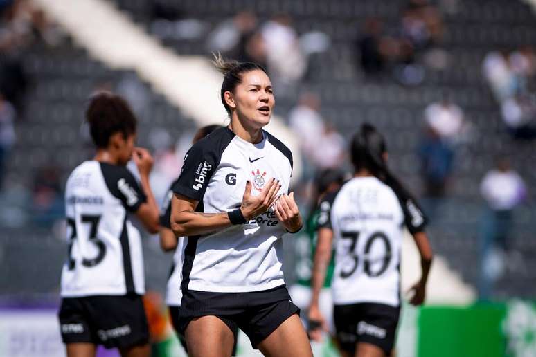 Gabi Zanotti (Corinthians) celebrando seu gol contra o Palmeiras, no dia 03.08.2025 