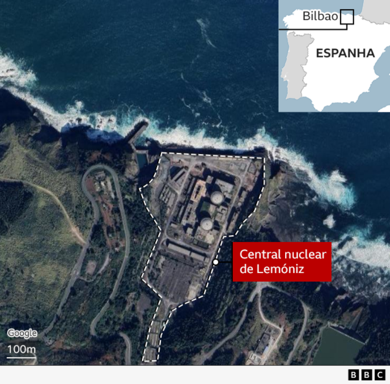 A usina foi construída na costa de Vizcaya, em frente ao mar Cantábrico