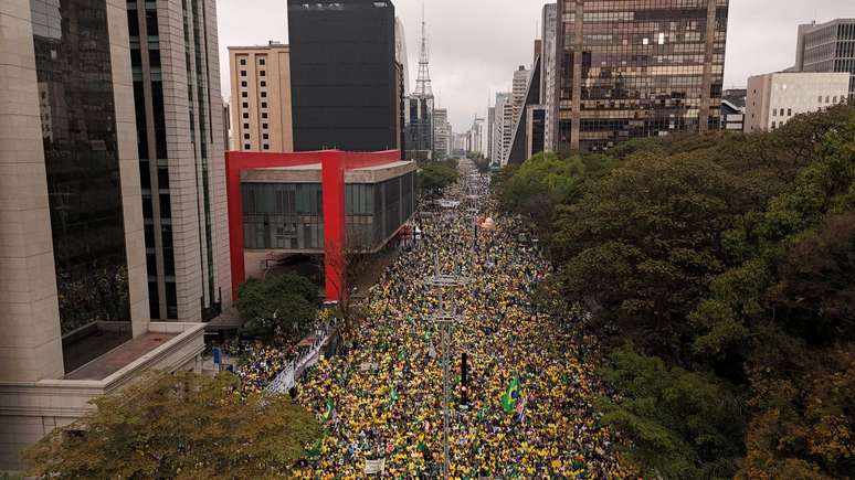 Manifestantes pr&oacute;-Bolsonaro ocuparam a Avenida Paulista